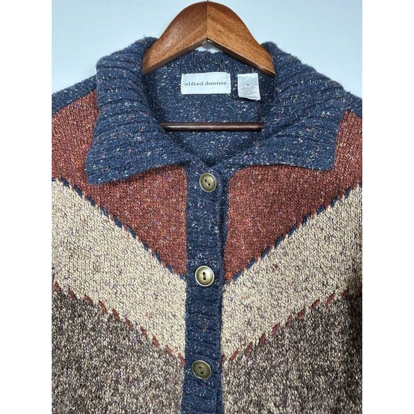 Vintage Alfred Dunner Collared Patchwork Cardigan Western Cozy Boho Aztec Size M - Picture 3 of 8